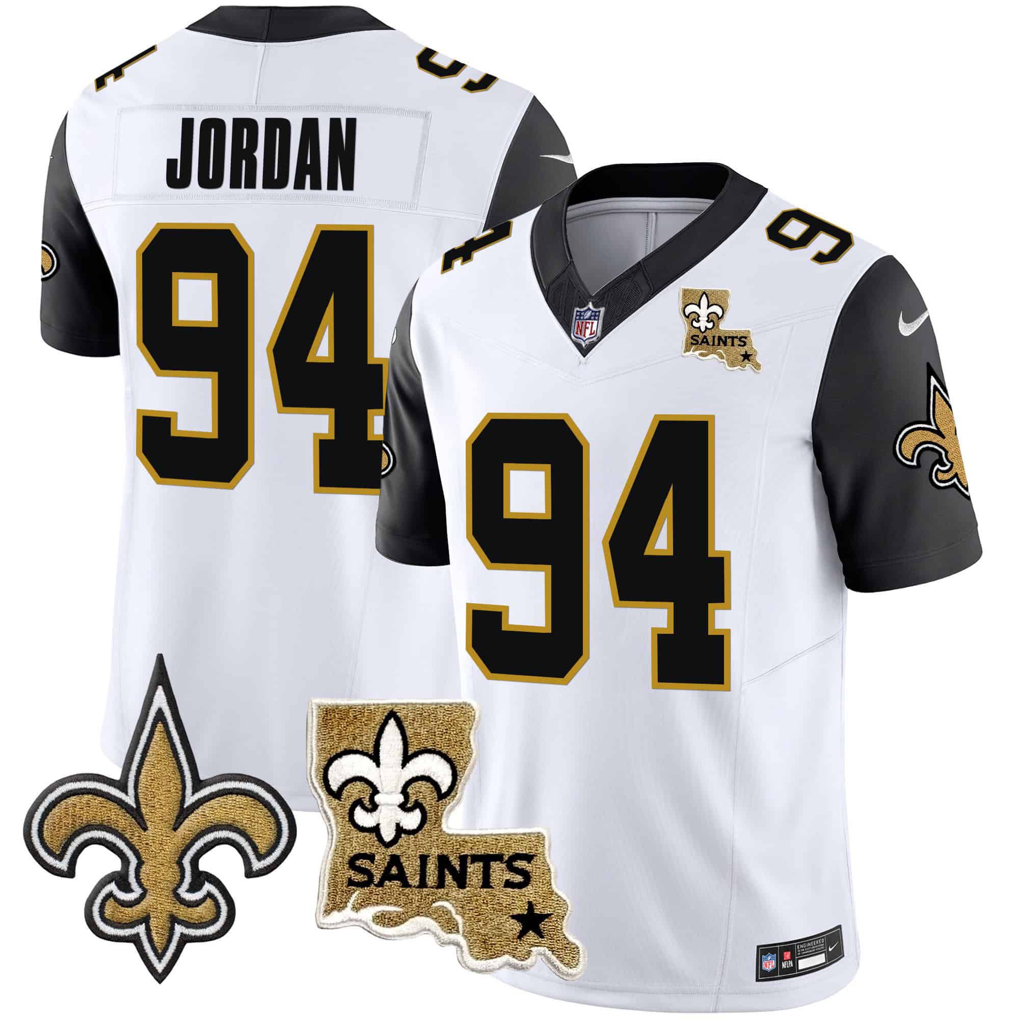Men New Orleans Saints 94 Jordan White 2024 Nike Vapor Limited NFL Jersey style 2